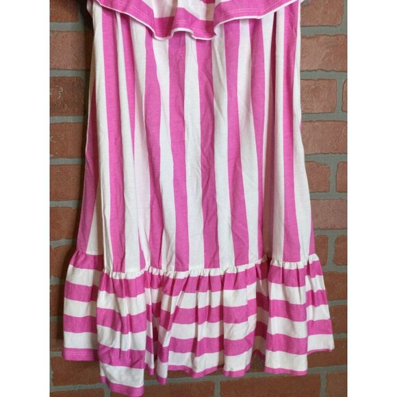 Asos Women's Stripe Ruffled Neckline Off Shoulder Mini Dress Pink White Us 12 - Picture 2 of 6